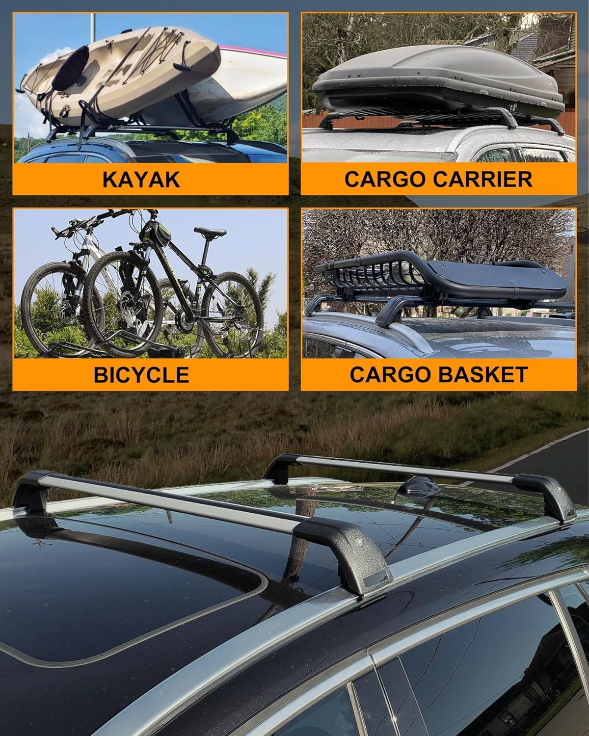 Barres De Toit Pour Mitsubishi Outlander 2022-2025 - 2 Barres Aluminium Gris - Porte-Bagages Crochet Rail - Charge 75 Kg (150 Kg Stationné)