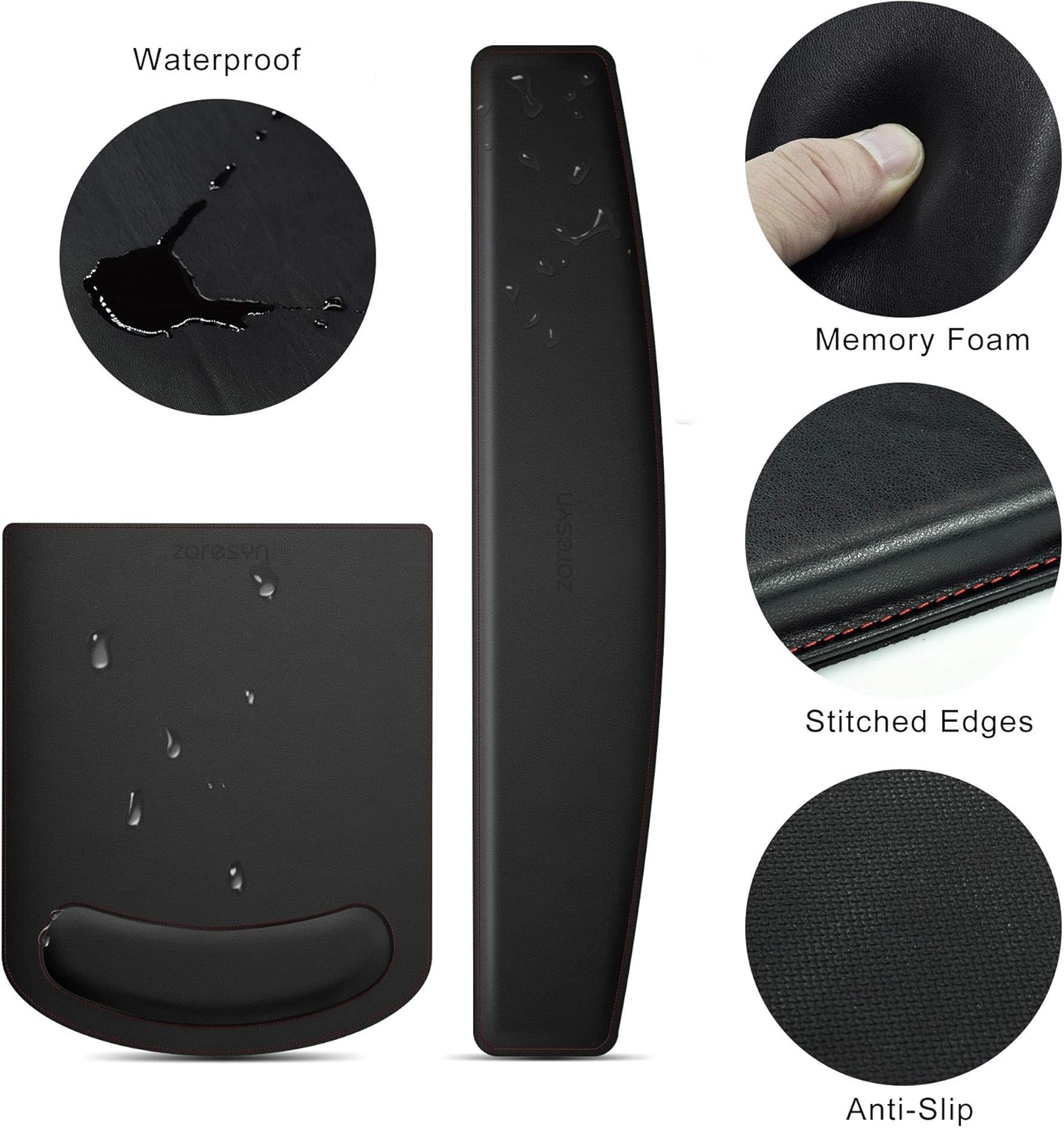 PU Leather Mouse Pads Wrist Rest Support and Keyboard Wrist Rest Pad