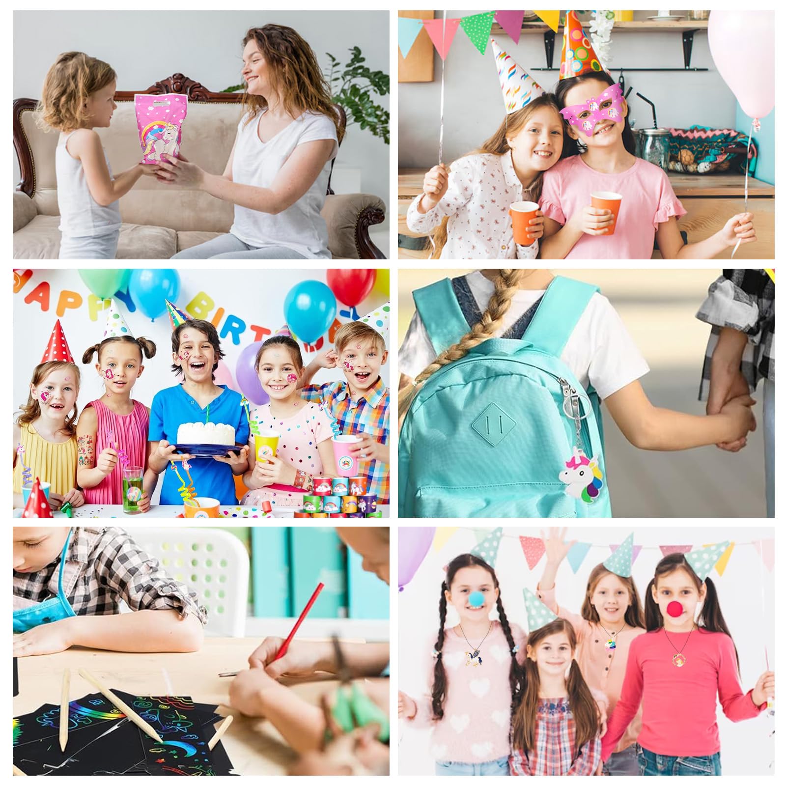 Lot 36 Cadeaux Anniversaire Enfants - 12 Sacs + 12 Bracelets + 12 Porte-Clés Surprise