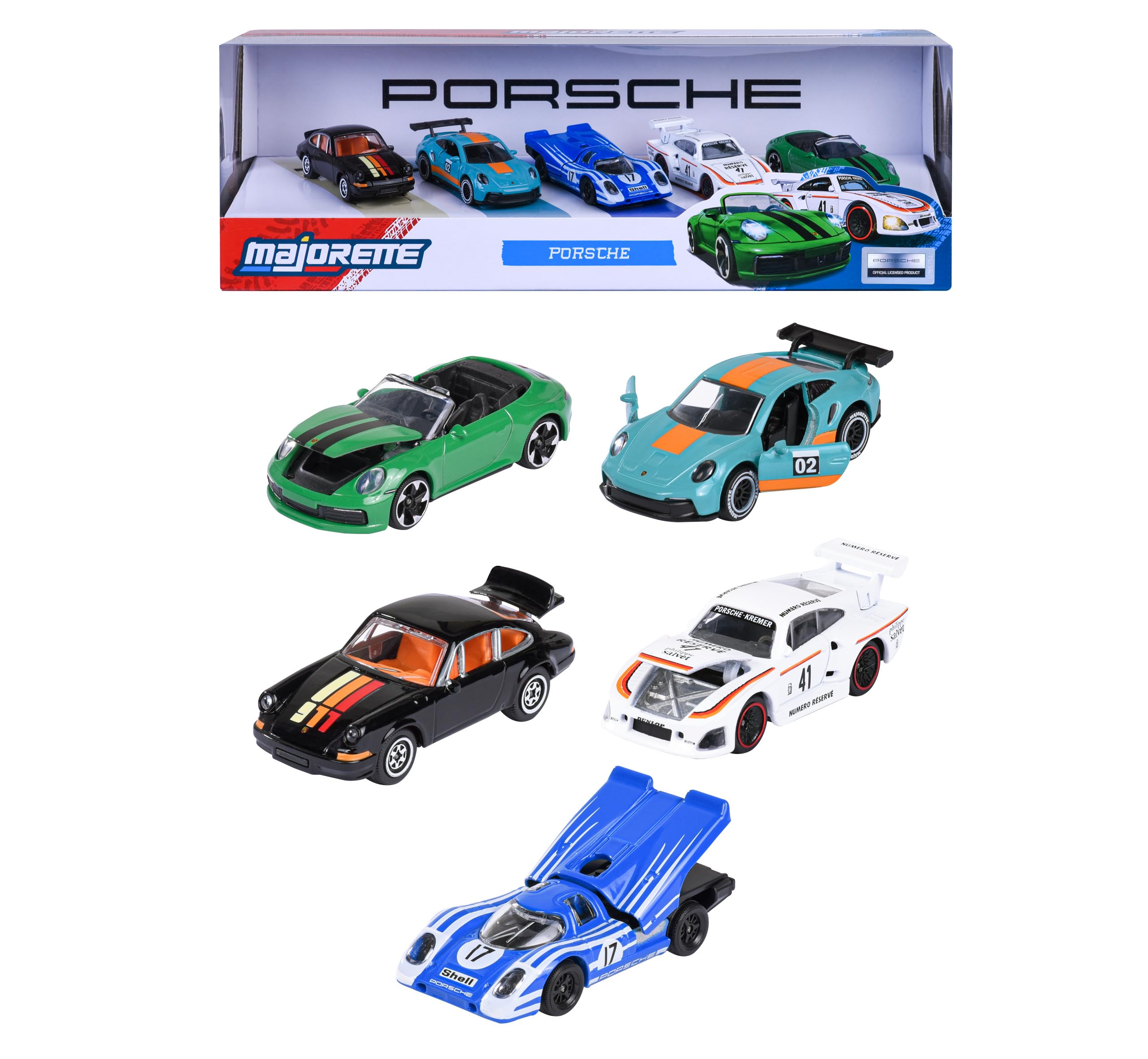 Majorette – Porsche Giftpack, Set de 5 Coches Deportivos (917