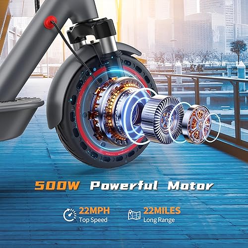 Vista 64 de Electric Scooter, 10"/8.5" Solid Tire, 500W/350W Powerful Motor & 19/22 MPH Top Speed, 28/25/22/16 Miles Long Range, Folding E Scooter with Dual