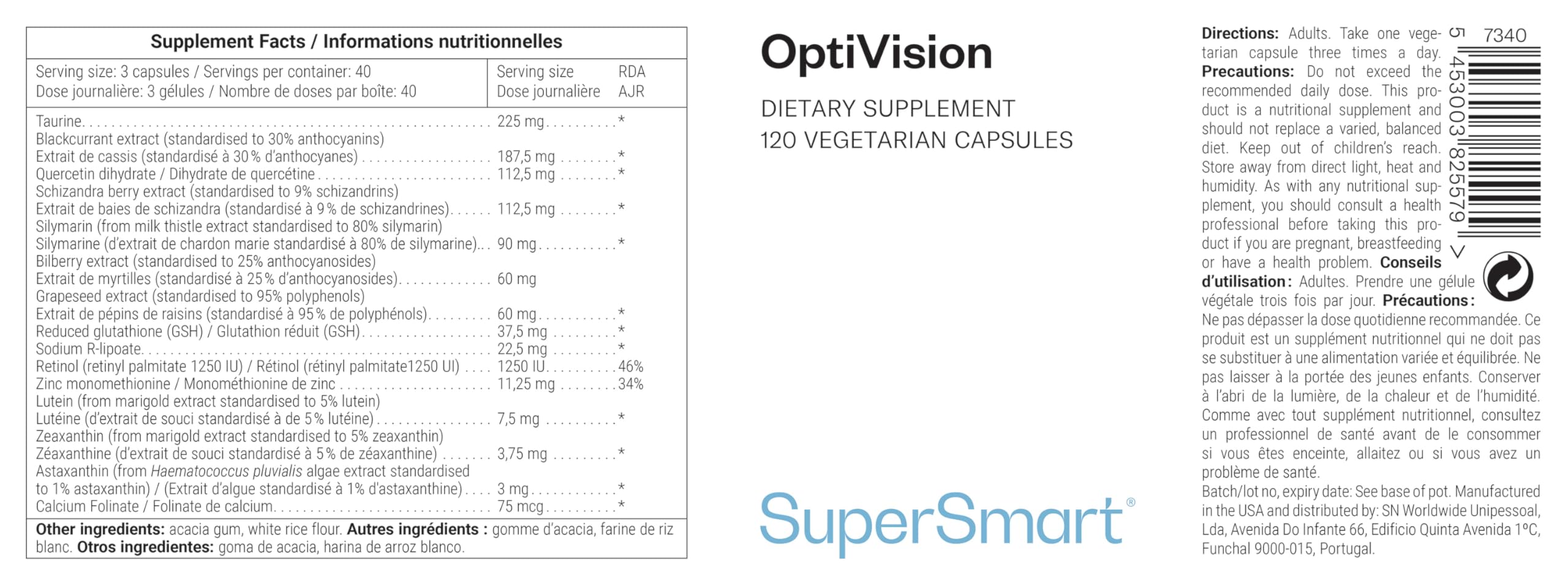 OptiVision - Lutein, Astaxanthin, Zeaxanthin und Retinol - SuperSmart