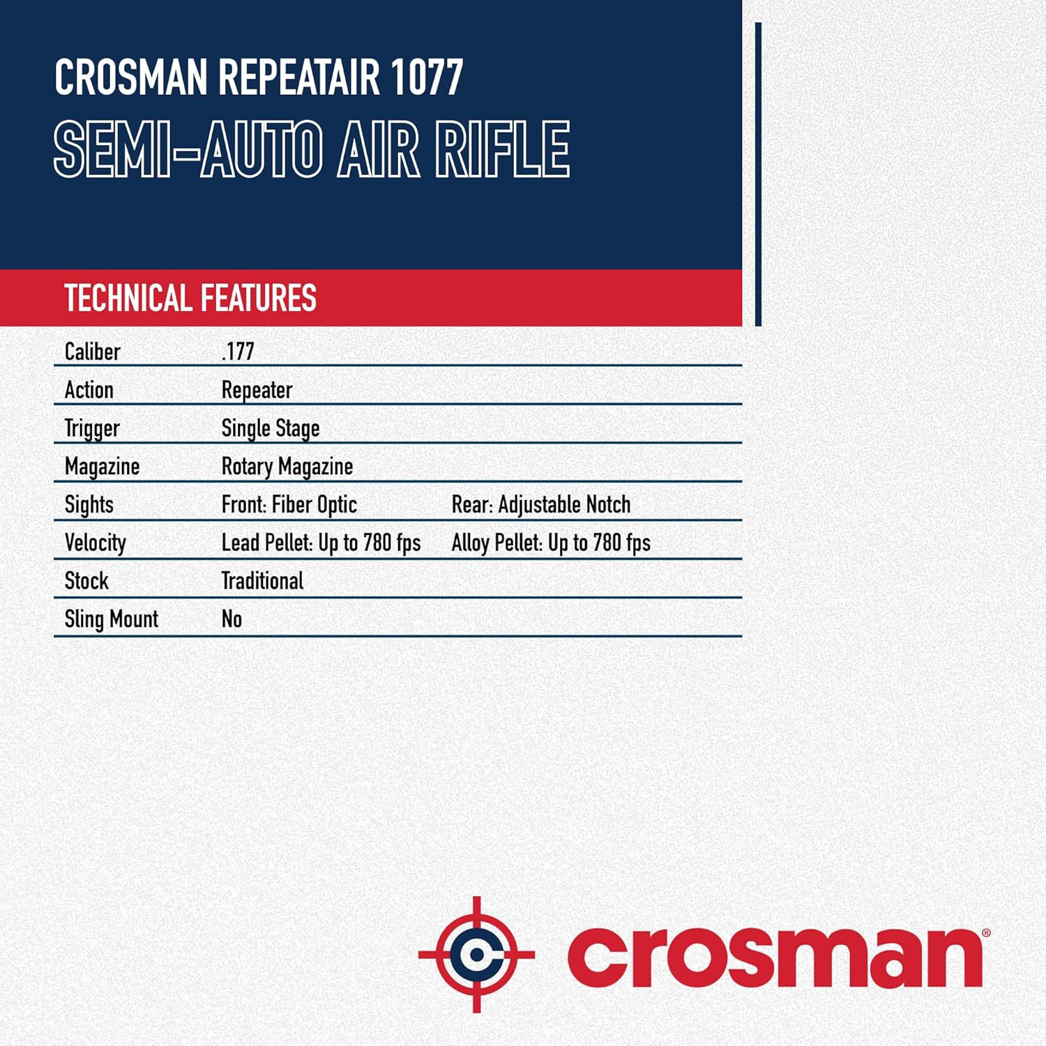 Crosman 1077 RepeatAir Semi-Automatic CO2-Powered .177-Caliber Pellet Air Gun Rifle
