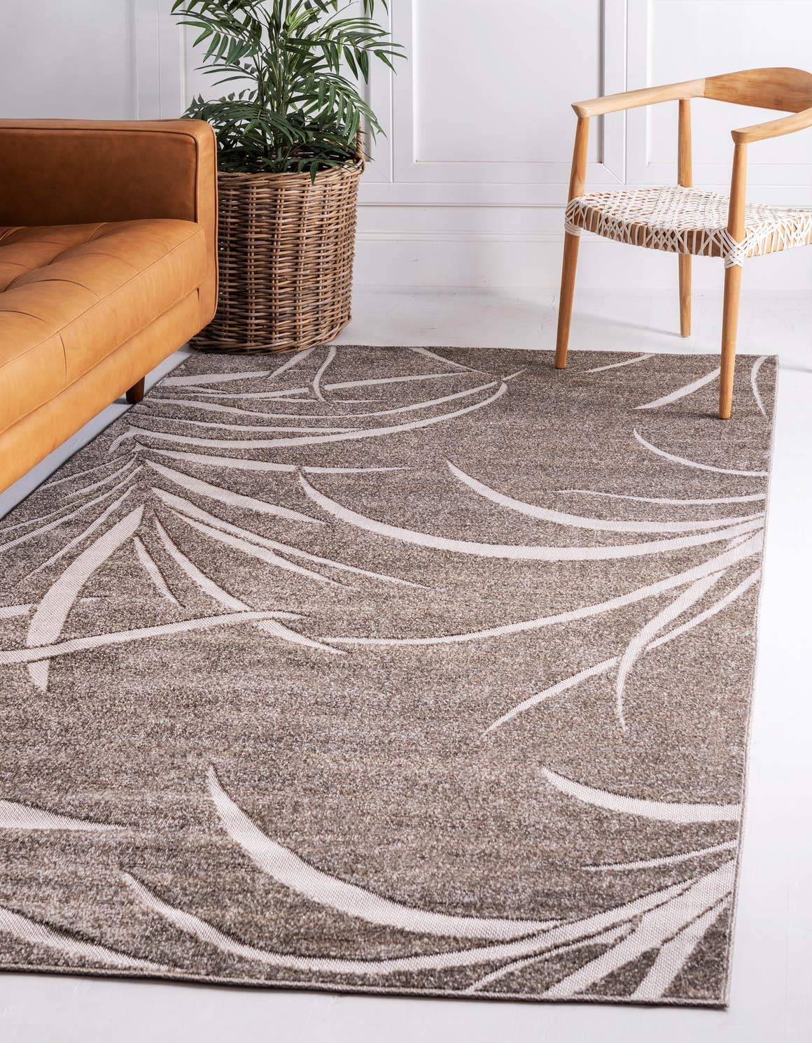 Unique Loom Outdoor Botanical Collection Area Rug - Orlando (4' 1" x 6' 1" Rectangle, Brown/ Beige)