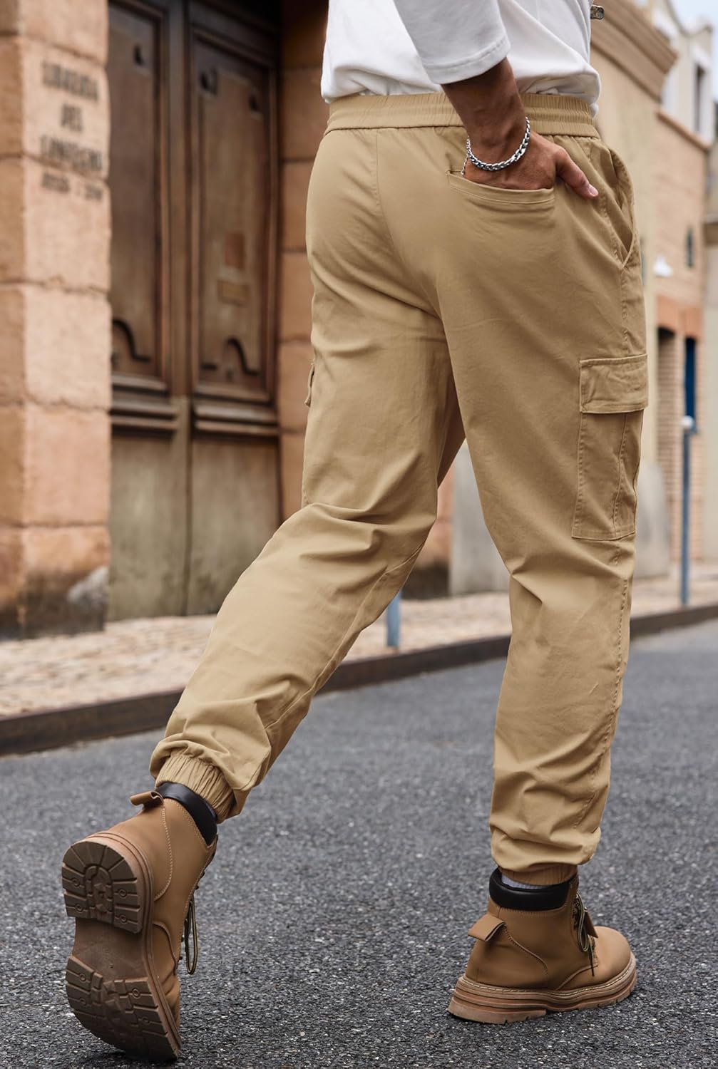 Men's Cargo Pant Elastic Waistband Washed Cotton Casual Drawstring Pocket Tapered Jogger (S-2XL) - Image 7