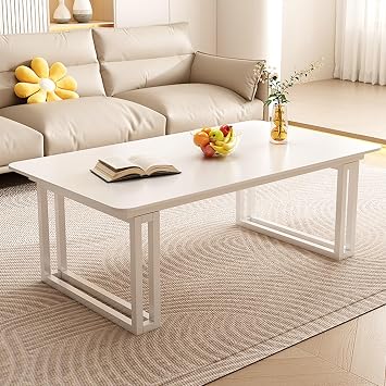 Center Table for Living Room Square Coffee Table Coffee Table Converts to Dining Table Open Space Minimalist for Home OfficeAll White,39.37x19.68x17.72in