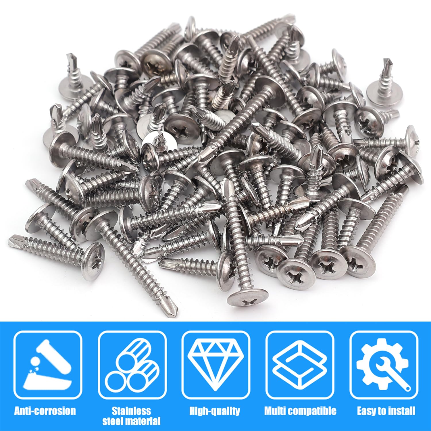 80PCS / Box 410 Stainless Steel Self-Tapping Screw Sets Cross Head Screws Kit DIY Home Furniture Fasteners 5 Sizes