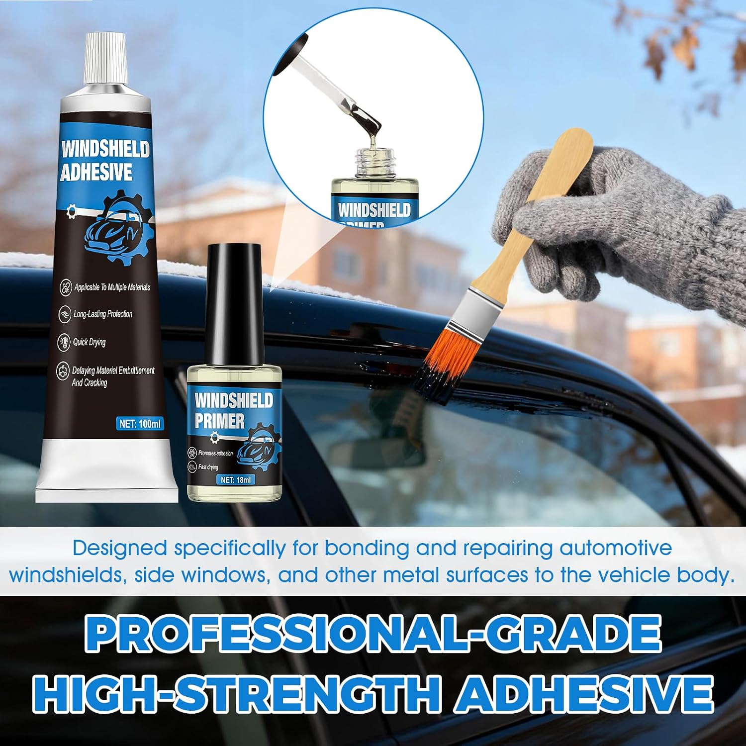 JAOJAO Polyurethane Windshield Adhesive, Windshield Primer