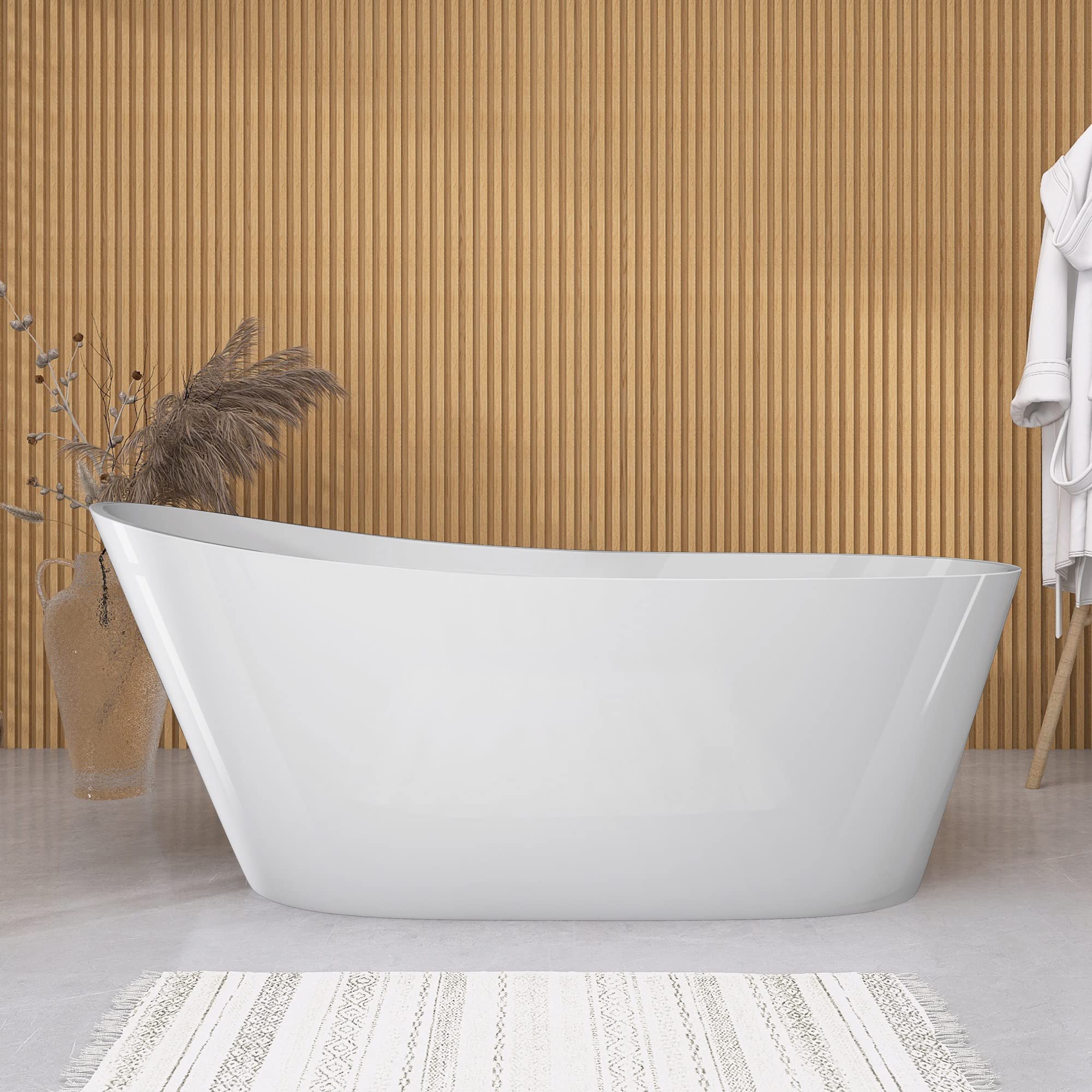 Buy GETPRO Free Standing Tub 59" Oval Shape Acrylic Freestanding