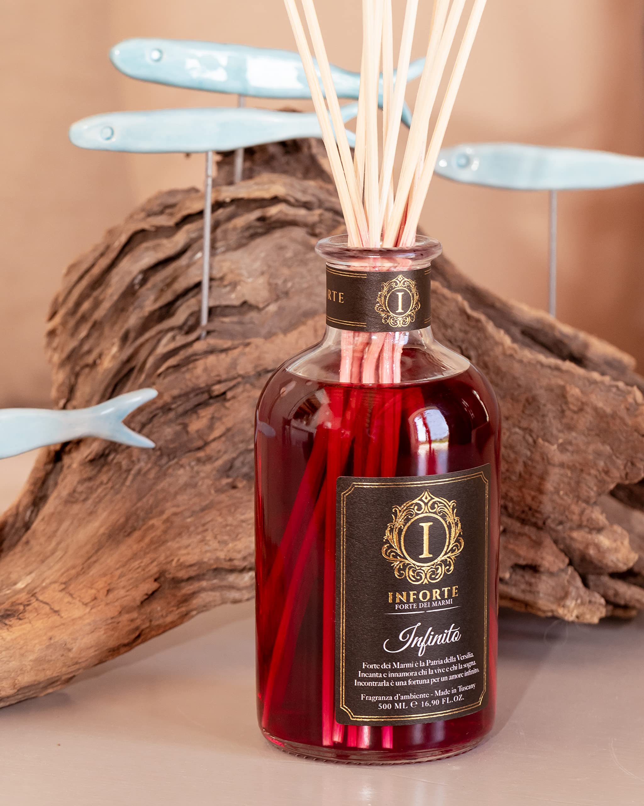 Infinito - Lussuoso e Pregiato Profumatore per Ambienti. Fragranza Incenso, Legnoso Speziato. - Made in Italy (Ricarica da 500 ml)