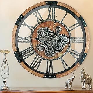 30 Inch Moving Gear Wall Clock, Oversized Wall Clocks, Clock Living Room...