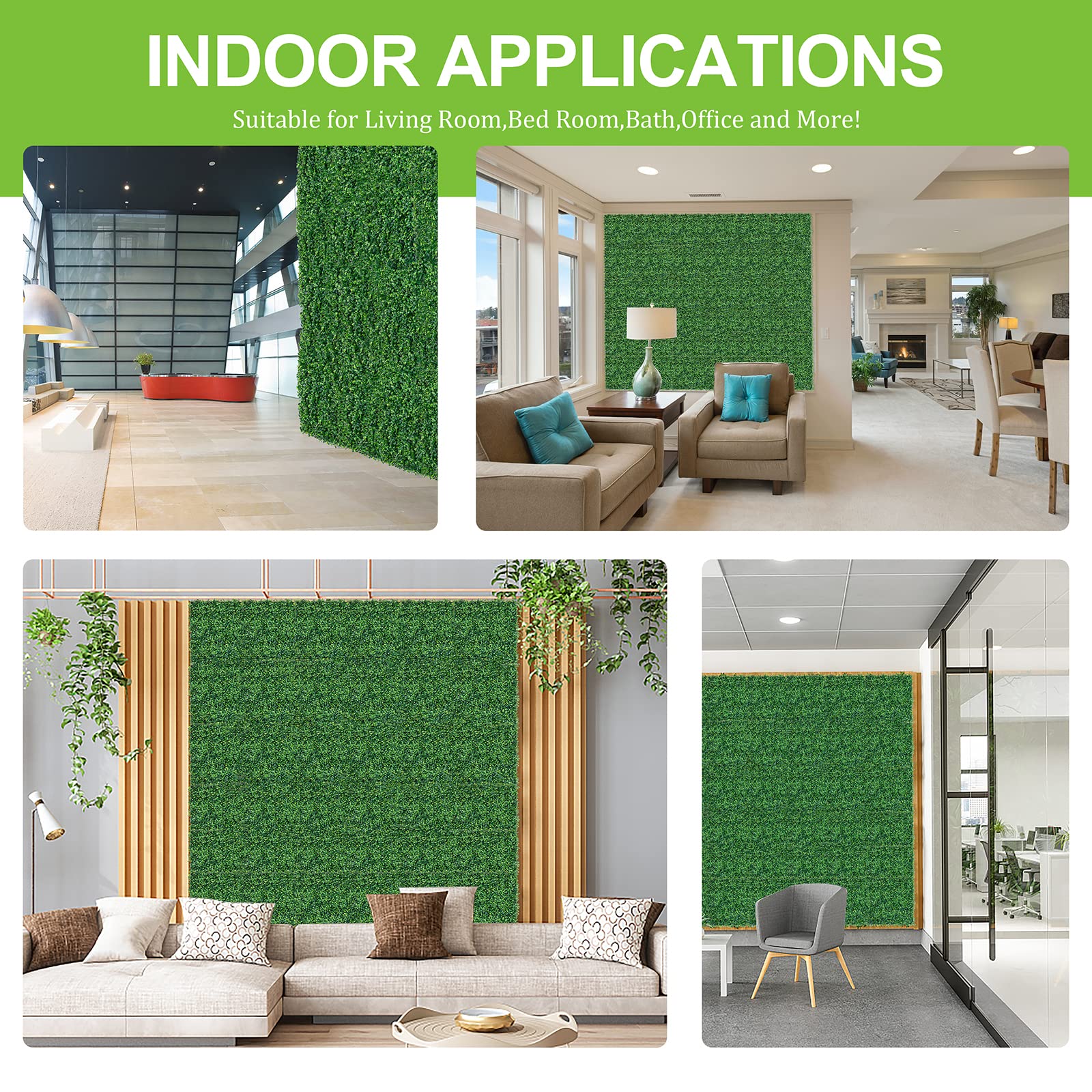 16 Pannelli Murali In Erba Artificiale 50x50 Cm Con Fiori - Parete Verde Bosso Anti-UV Per Esterno/Interno, Giardino, Balcone, Recinzione