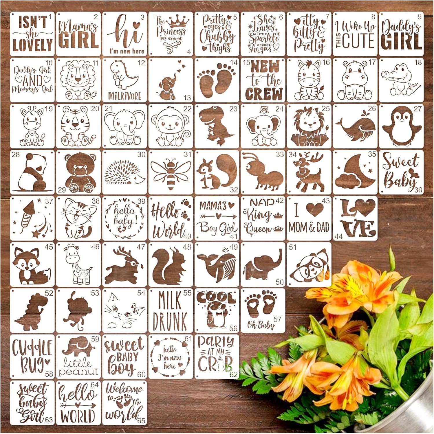 Small Stencils for Painting on Wood Reusable, 3 Inch