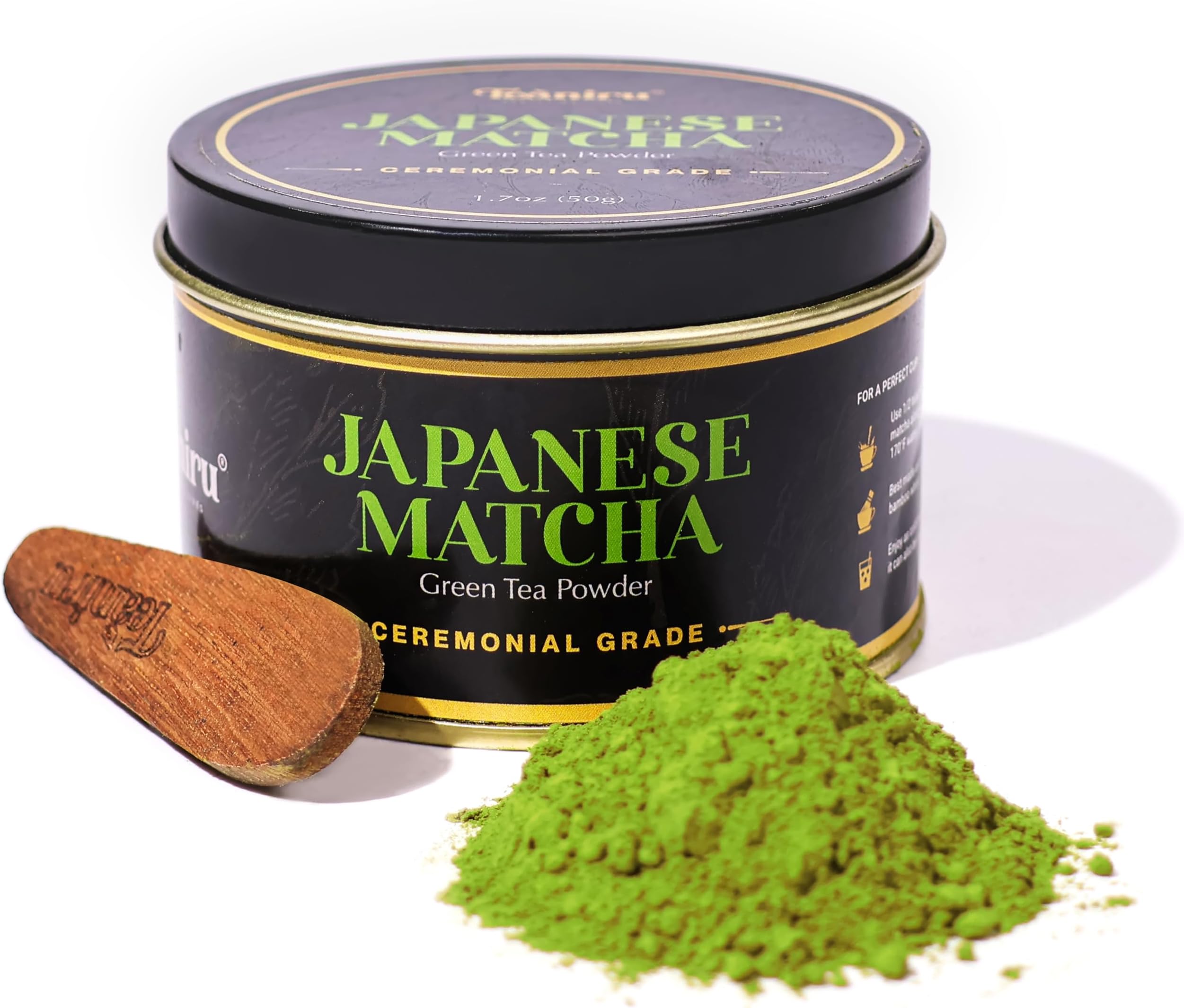 Teaniru, Ceremonial Grade Japanese Matcha - 50 gm | 1st Harvest Green Tea Powder from Tenryu, Shizuoka Mountains | For Energy & Focus | Your Everyday Super Drink - Serves up to 100 Cups