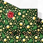 GIOLNIAY Christmas Wrapping Paper Men Women Kids - Green Holiday Gift Wrap with Gold Stars, Candy Canes & Trees - 4 Jumbo Sheets, 2840 Each, Easy to Store