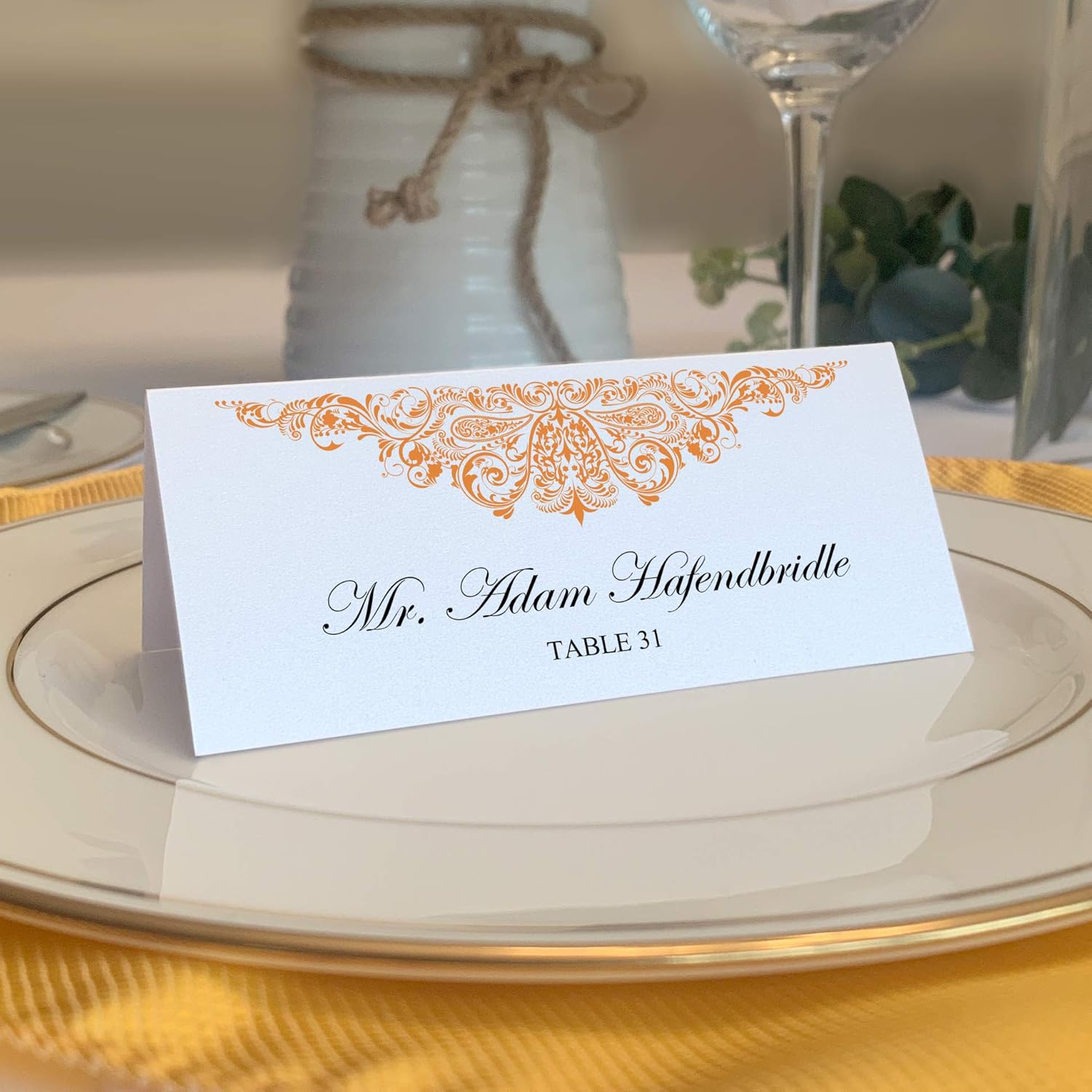 Paisley Printable Place Cards, Gold (Choose Color), Set of 150 (25 Sheets), Laser & Inkjet Printers - Wedding, Party, Dinner, and Special Events - Made in the USA