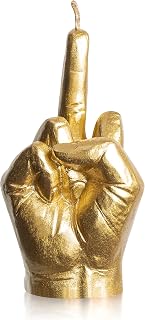 Middle Finger Scented Candle Gold Large Size Danish Pastel Room Decor Pine Aromatherapy Candle Long Lasting Natural Soy Wax Hand Gesture Fragrance Candlestick for Home Room Supplies 7.1” X 3.7”