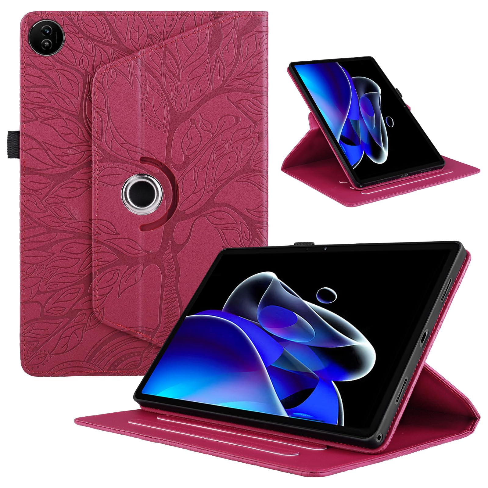Funda para Samsung Galaxy Tab S9/ S8/ S7 11" (SM-X710/X700/T870) PU Cuero Tablets Protectora Cover 360°Carcasa Giratoria de ángulo Múltiple Stand Función Tablets Funda,Rojo Árboles — view 64