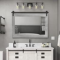 Vista 52 de COGOOD - Espejo de puerta de granja estilo granero - 41" x 26" Espejo de pared con marco de madera rústica para baño, sala de estar, decoración
