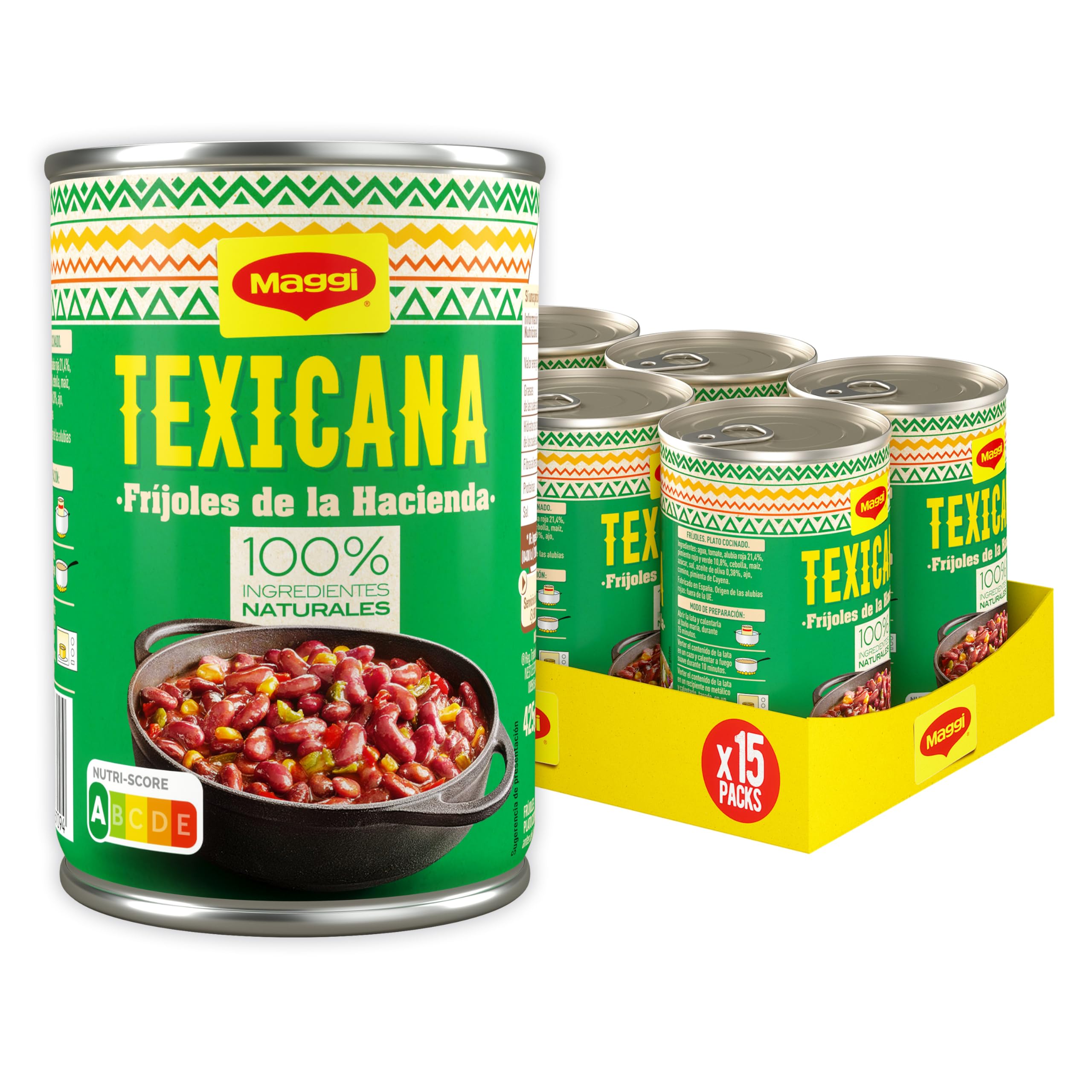 MAGGI Texicana Frijoles Hacienda plato preparado sin gluten 425g 15 unidades