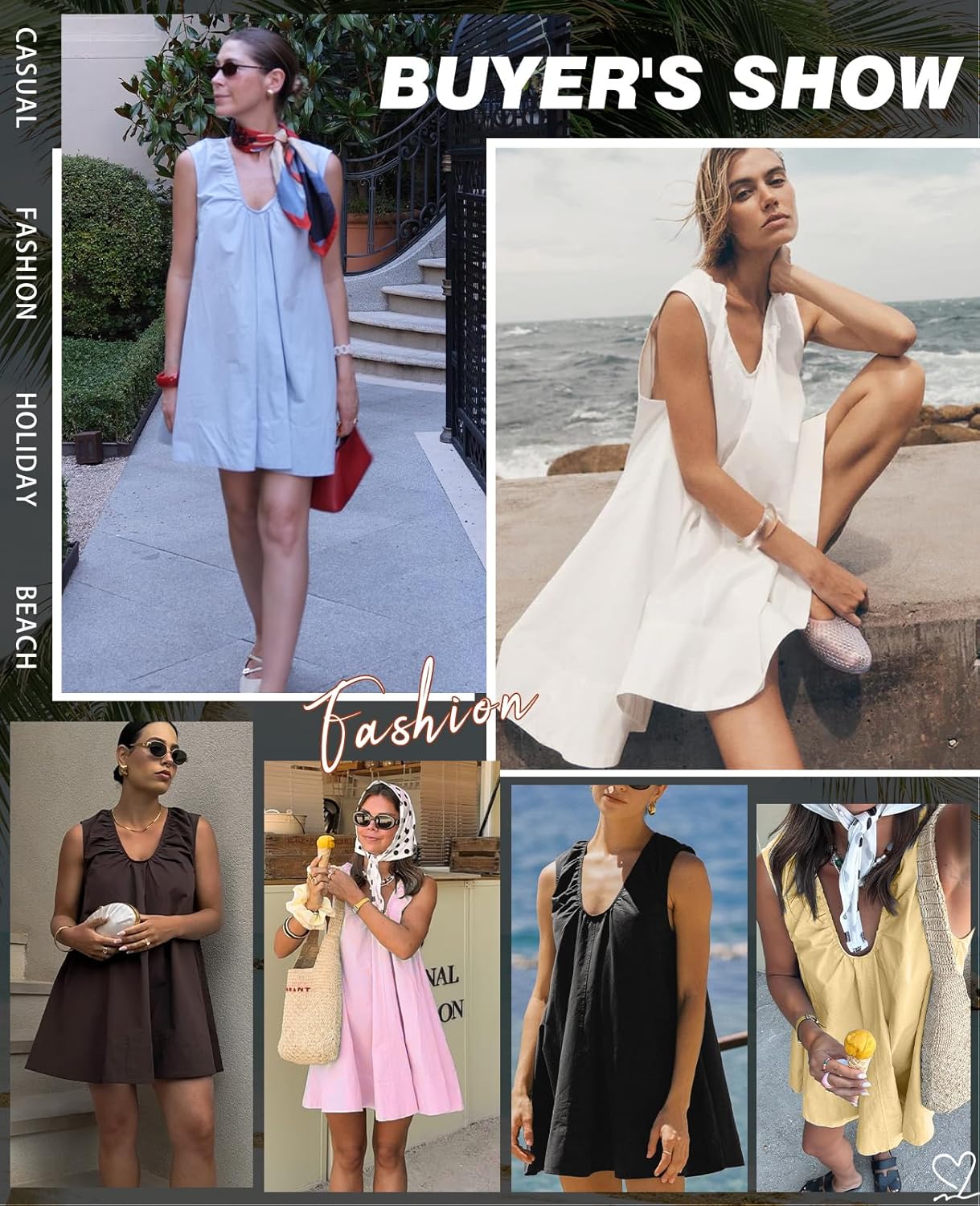 Women's Babydoll Tank Mini Dress Summer Sleeveless Scoop Neck Sundress Vacation Beach Flowy Dresses with Pockets - Image 6