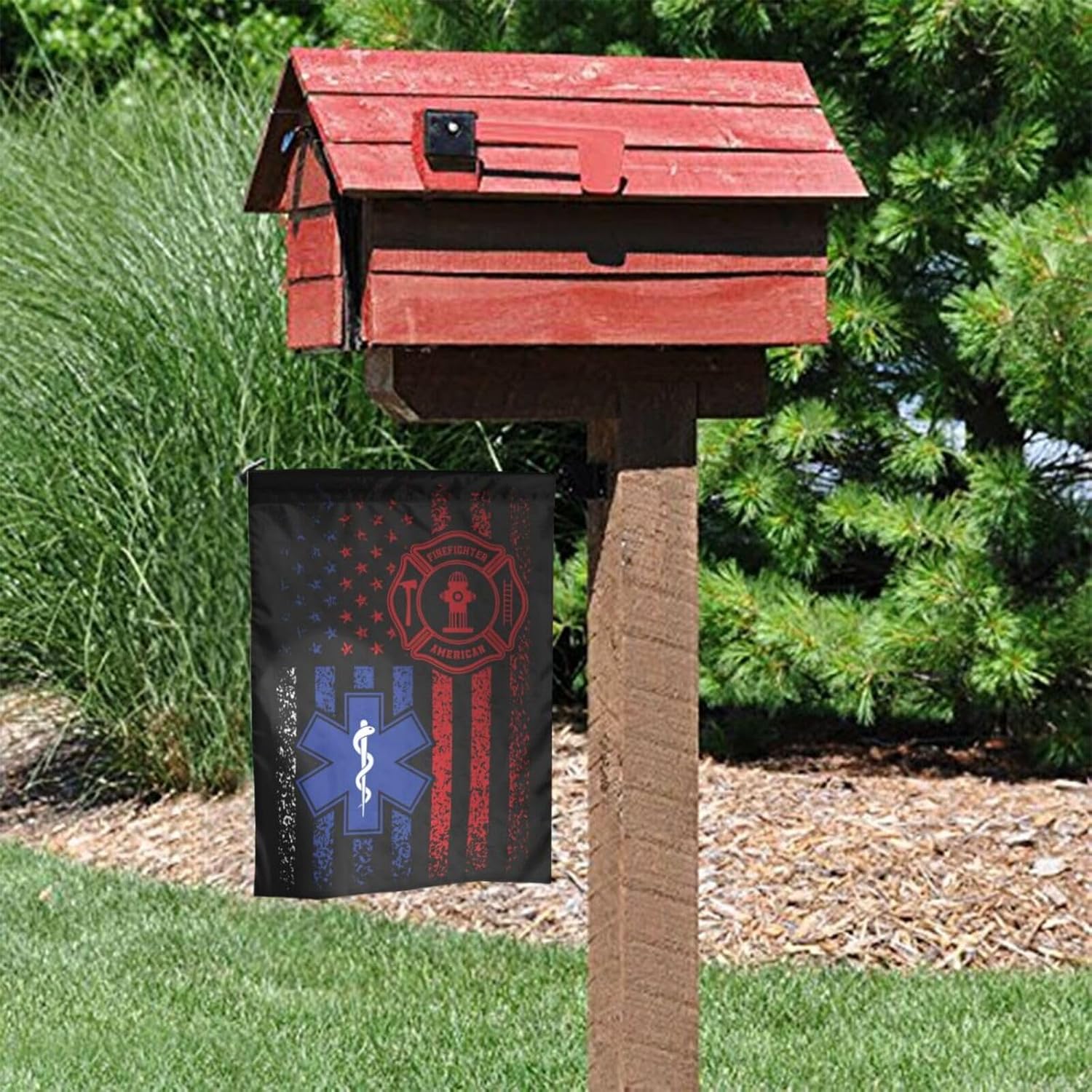 EMS Flag Firefighter Garden Flag Double Sided Vertical 12×18 Inch Banners Double Sided For Lawn Patio Yard Garden Home Outdoor Decor - Image 6