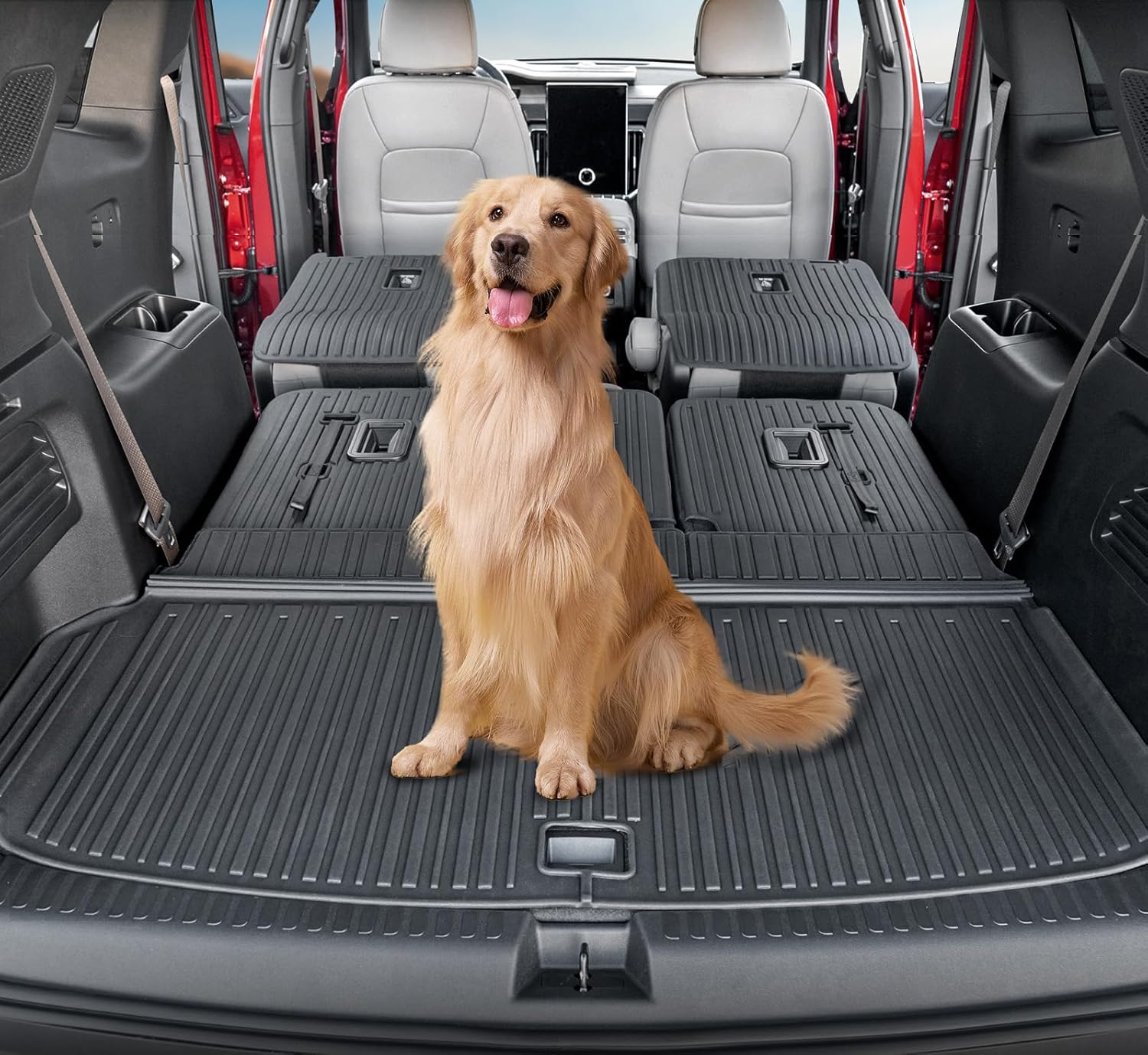 Cargo Mat Backrest Mats for 2024 2025 2026 GMC Acadia 7 Seats Car Accessories, All-Weather TPE Protector Cargo Liner Trunk Mat Seat Back Covers - Image 4