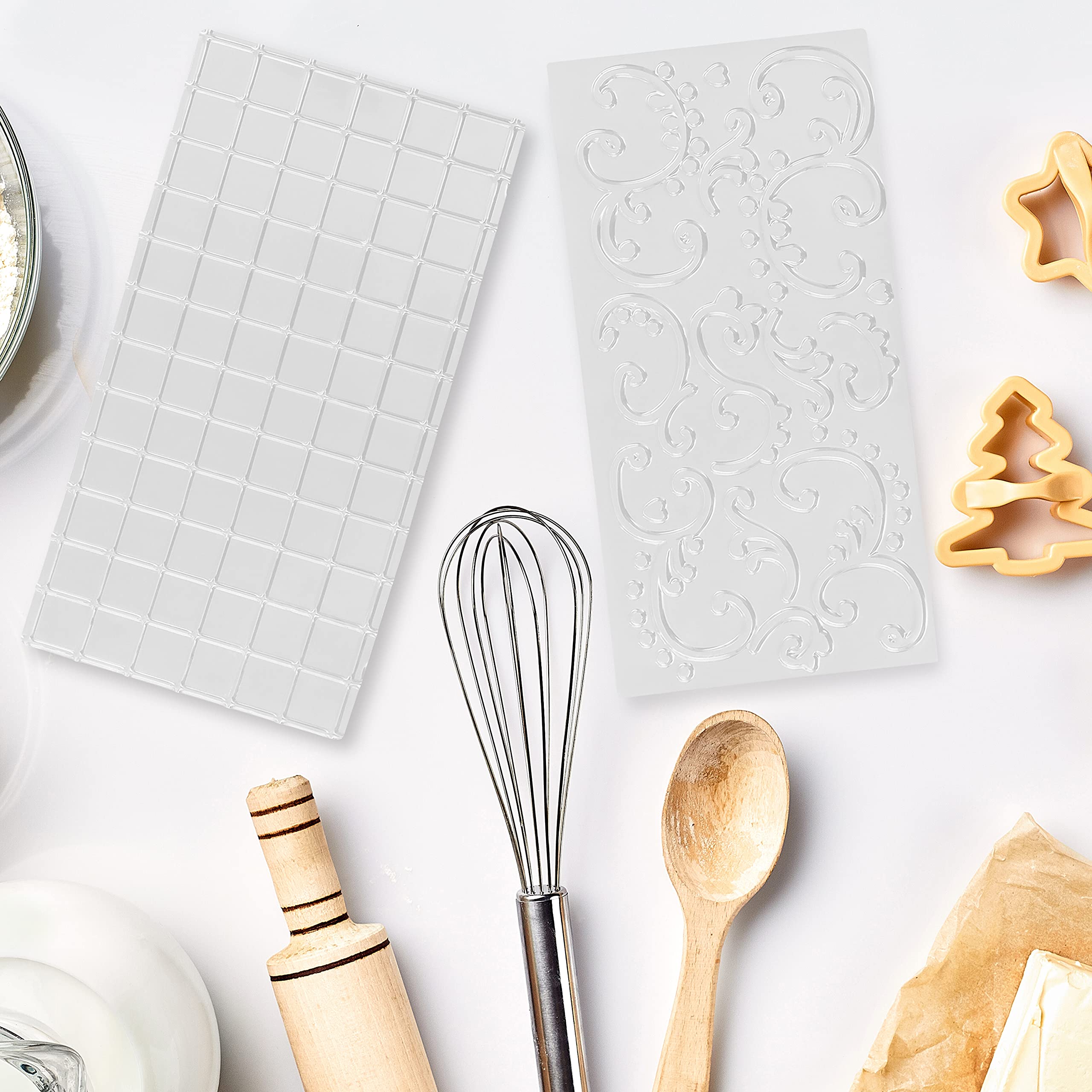 Stampini Plastica Alimentare Stampi Glassa Goffrata 6 Pezzi - Decorazione Torte 3D Fai Da Te Stampi Goffratura Plastica 6 Pezzi Decorazione Torte