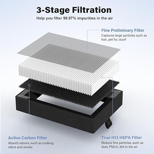 Miniatura 3 de LV-H128 Filtro de repuesto para purificador de aire LEVOIT LV-H128, PUURVSAS (HM669A), ROVACS (RV60), LV-H128-RF, paquete de 8