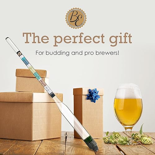 Miniatura 8 de Brewers Elite Hidrómetro para fabricación casera de cerveza vino hidromiel y kombucha juego de medición triple estuche rígido y paño probador de ABV