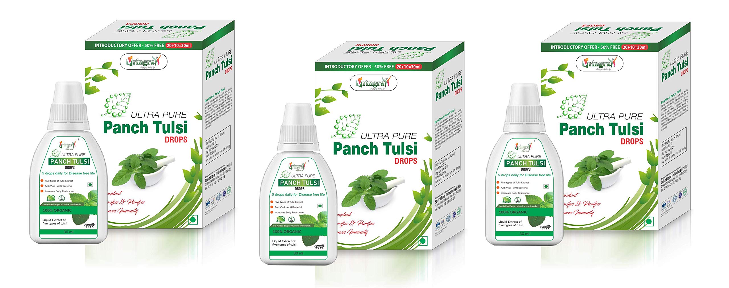 Tulsi Drops | Panch Tulsi Extract | Support Immune System | Tulsi Ark Drops | 5 Types Tulsi Ras 30ml (Pack Of 3)-image-28