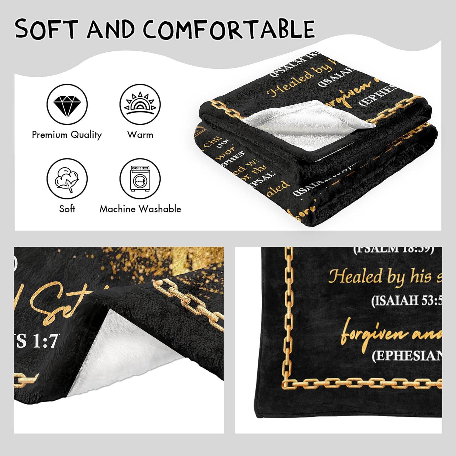 Christian for Men Blanket 60" x 50" - Man of God/Religious/Inspirational/Bible/Inspirational/Spiritual/Faith Based/Catholic Gifts for Men - Mens Christian Gifts - Image 7