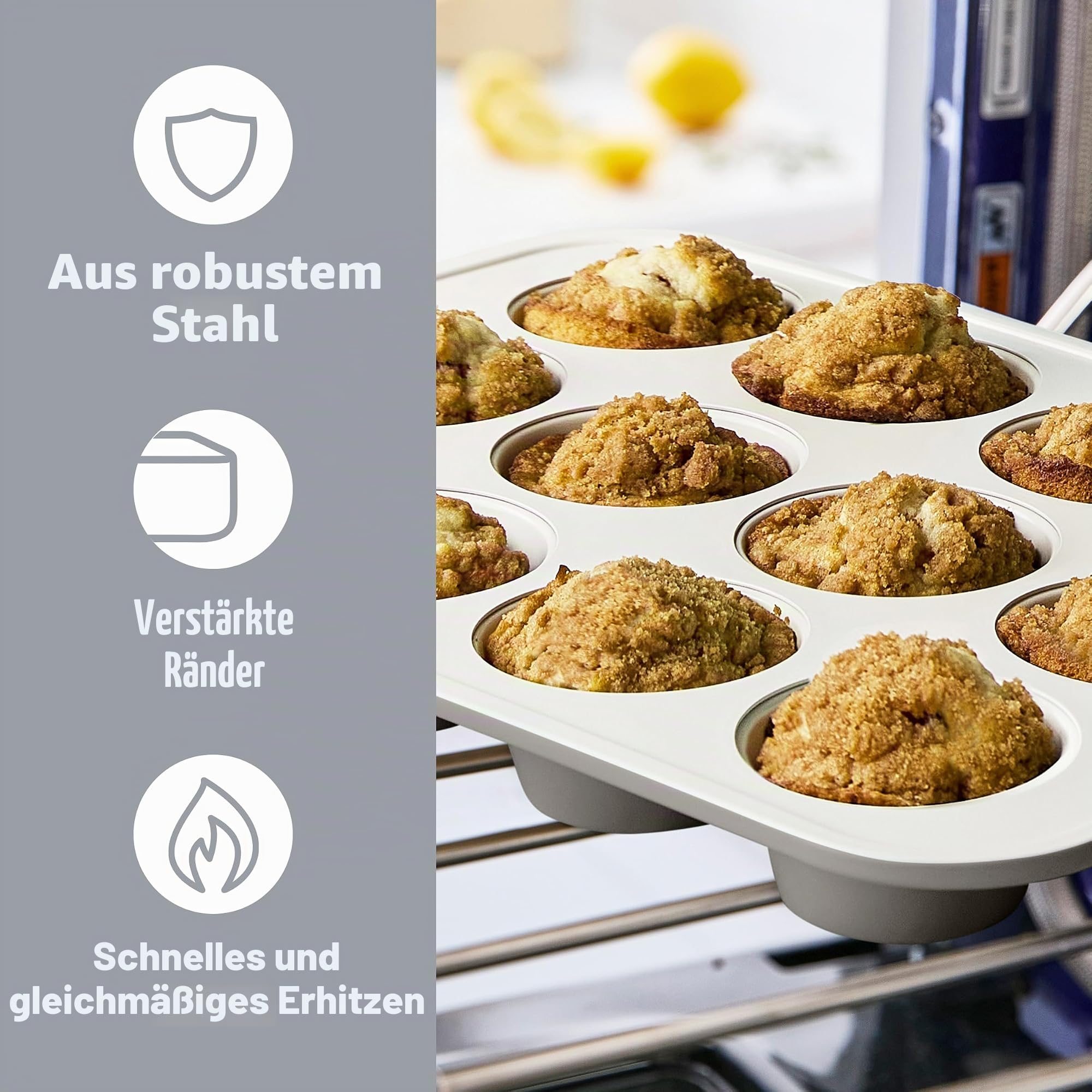 GreenLife Muffinform für 12 Muffins, gesunde Keramik-Antihaft-Backform, PFOA- und PFAS-freies Cupcake-Blatt, langlebiges Backblech, vielseitige Küchenutensilien, leicht zu reinigende Muffinform,