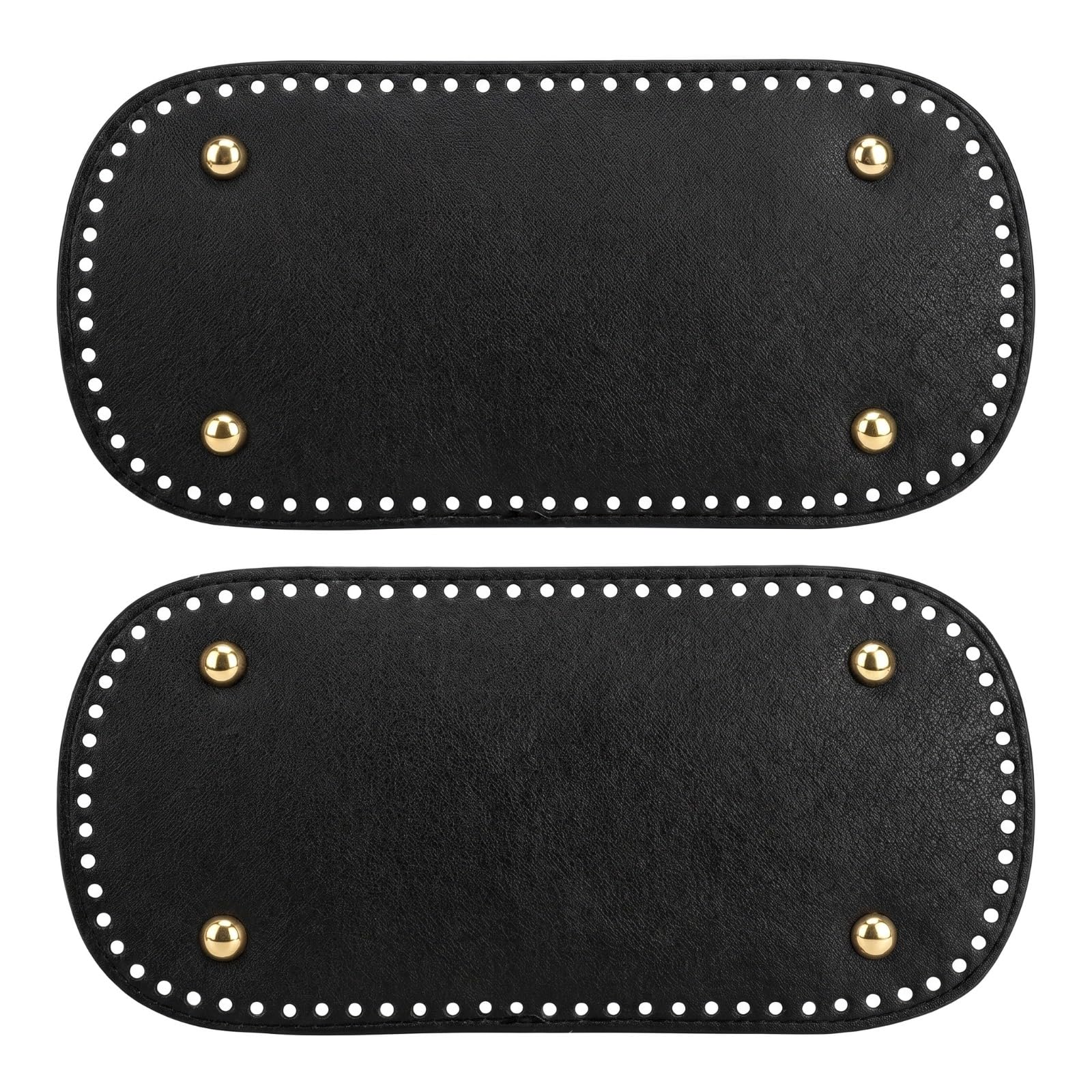 2Pcs PU Leather Bag Bases for Crochet, Long Oval Purse Bottom with Holes, Crocheting Bag Base for DIY Handbag, Shoulder Bag Making Accessories (Black, 30x15cm)