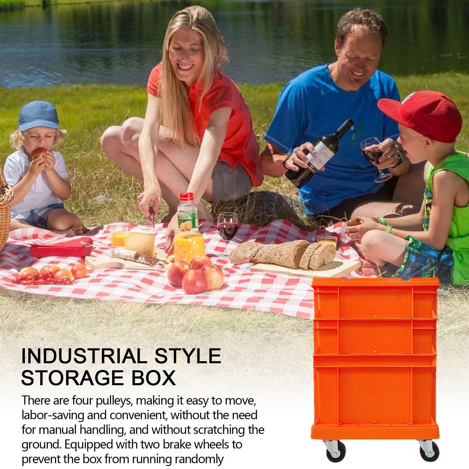 Generisch Scatole impilabili con ruote, impilabili, resistenti, look industriale, scatole portaoggetti con coperchi e ruote, per garage, ufficio, traslochi, attrezzi, giocattoli, vestiti