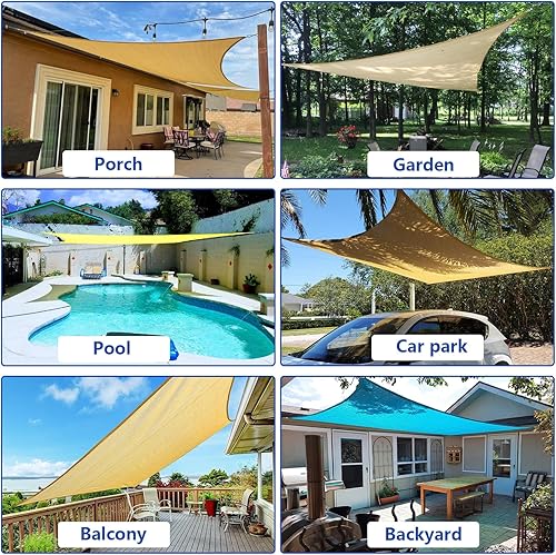 Miniatura 8 de TooTaci Kit de herrajes para toldo de sol rectangular, con cadenas colgantes de acero inoxidable de 1M × 4 piezas, kit de accesorios de vela de