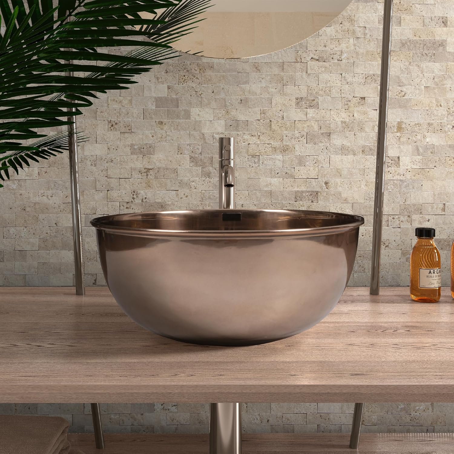 SUNWINGS 5-Sheet Peel and Stick Mosaic Natural 3D Stone Self Adhesive Travertine Tiles, 10.63" x 11.22" Stick on Backsplash for Kitchen Bathroom Fireplace Vanity, Beige