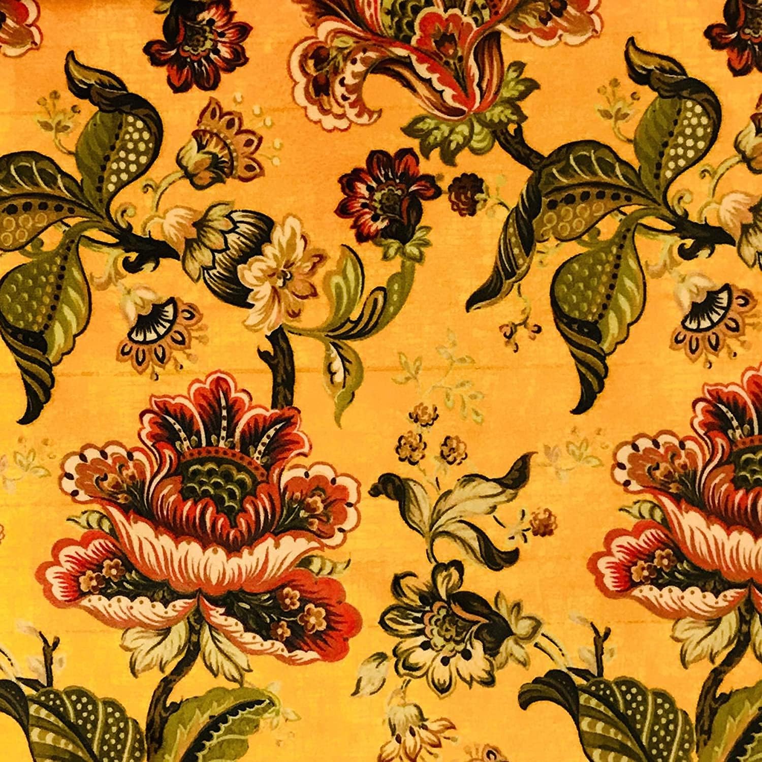 Velvet Finish Floral Design Digitally Printed Soft Fabric Material for Upholstery, Window Treatments, Craft - Width 54 inches - Burnt Orange - Fabric by The Yard