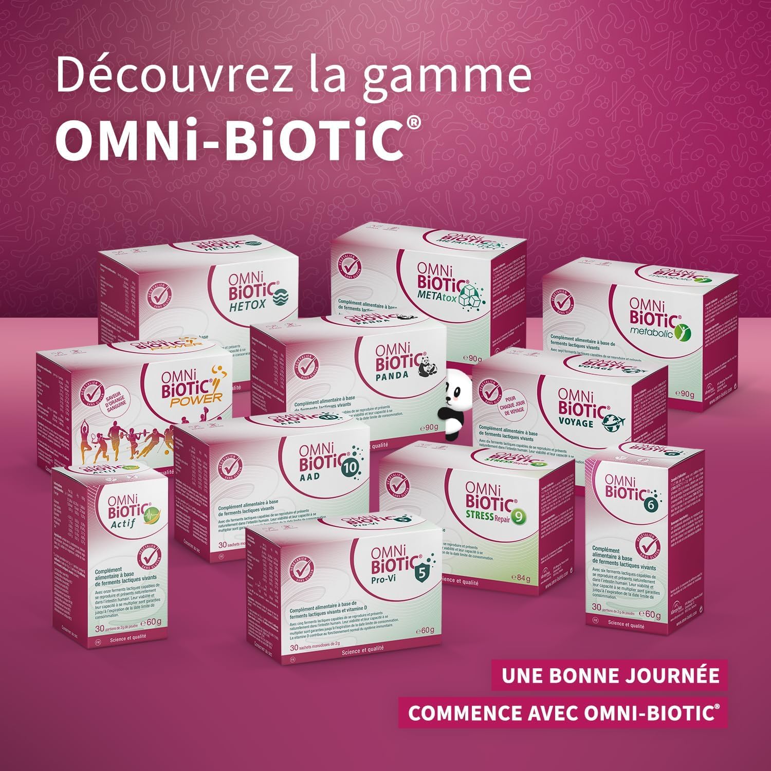 OMNi-BiOTiC 10 AAD | Probiotique | Pendant & après les antibiotiques | Équilibre intestinal | 10 souches bactériennes | 10 milliards d’UFC | 30 sachets | En poudre