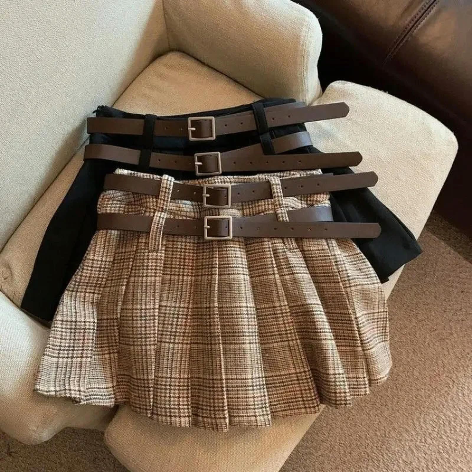 Gonna Lunga Donna Mini Gonne A Quadri per Cintura Vintage Streetwear A Pieghe con Pieghe in Piena Piena in Piena