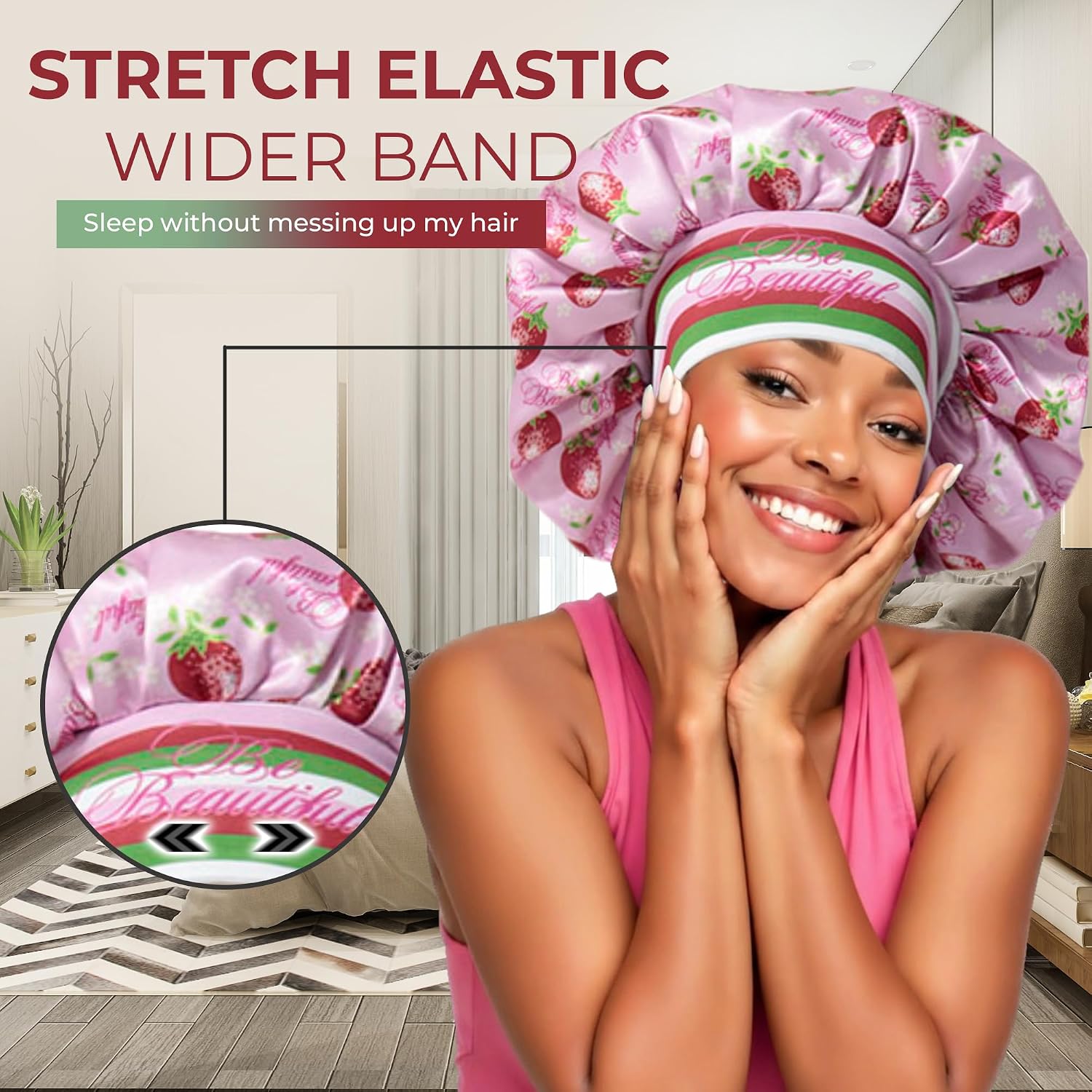 Premium Double Layer Silk Satin Sleeping Bonnets Designed for Hair Protection, Moisture Retention, and All-Night Comfort