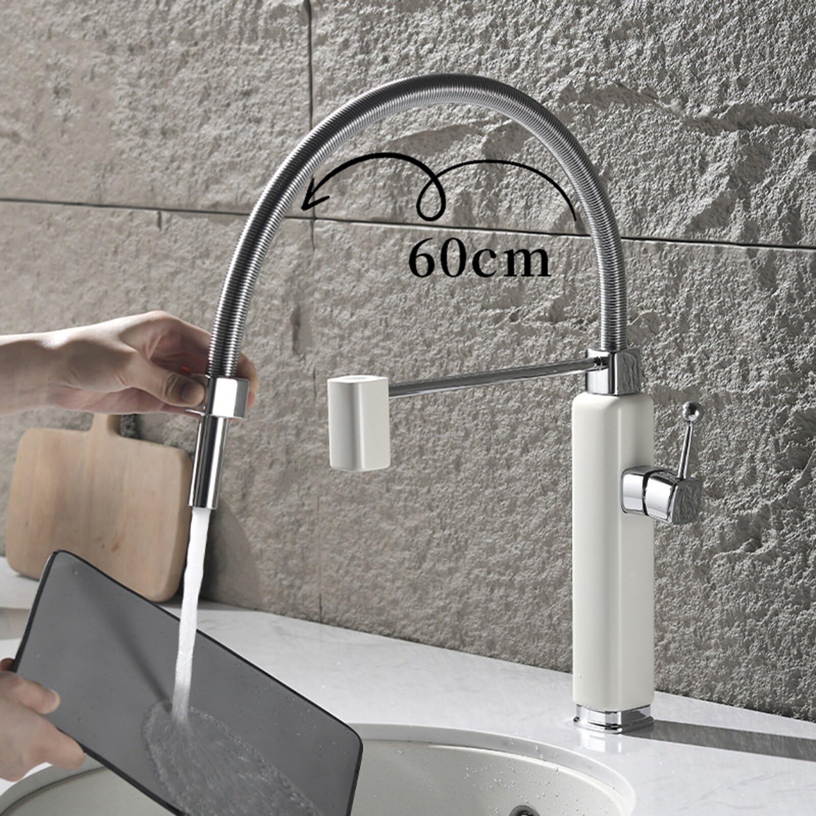 Grifo Cocina Extraible Monomando Grifo Manguera con Resorte Giratorio de 360° Grifos Lavabo de 2 Modos Manija Única Agua Caliente y Fría,Azul