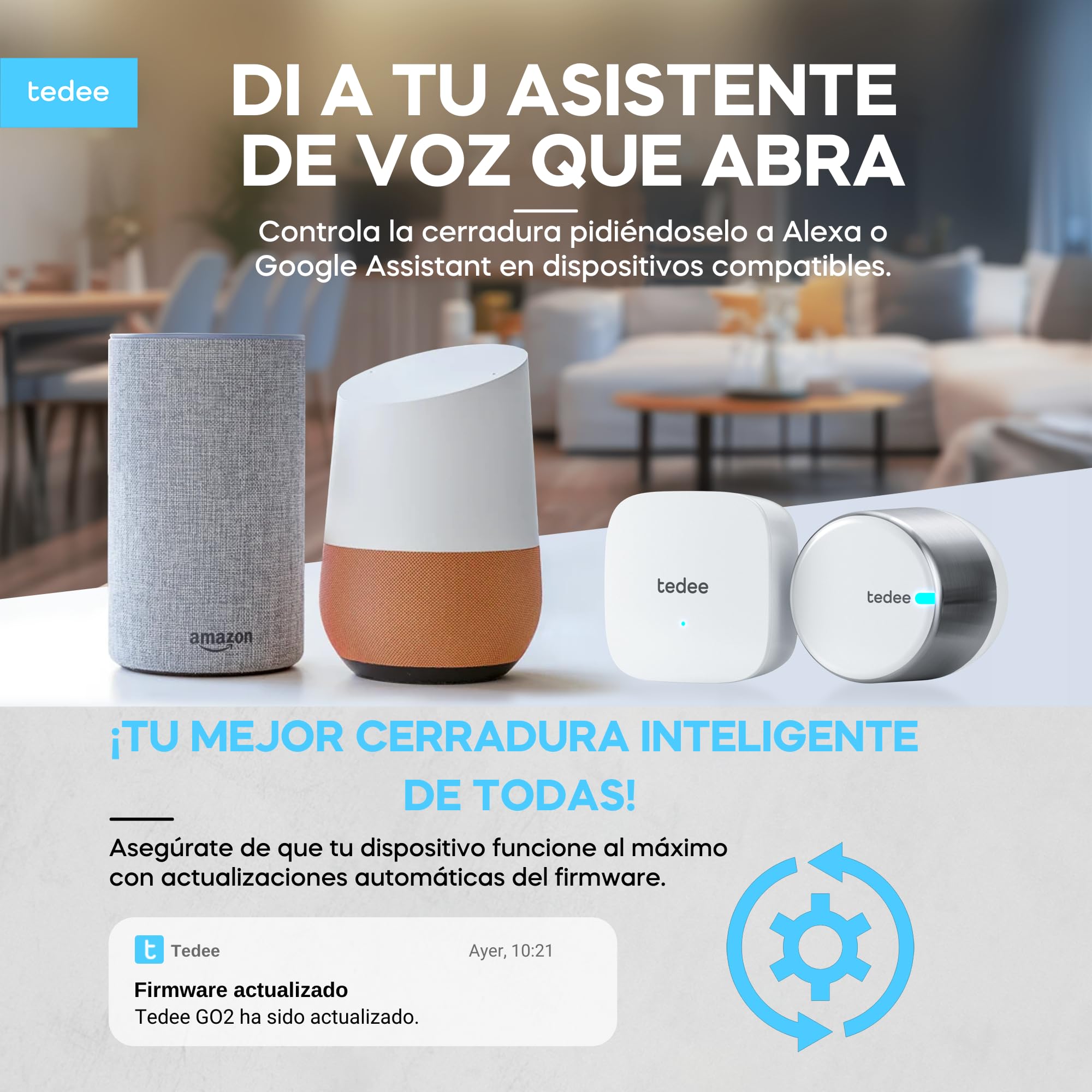 tedee GO2 Alu Cerradura inteligente con WiFi y Bluetooth | Aplicación para Acceso Remoto | Cerradura Inteligente con Desbloqueo automático | Alexa, Google Home, Apple HomeKit, SmartThings | Matter