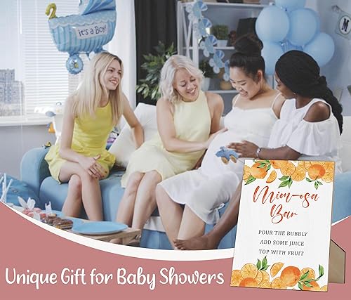 Miniatura 5 de Mim-osa - Letrero de mesa de bar para baby shower, naranja cítrico de género neutro con soporte, letrero de juego de madera para baby shower,
