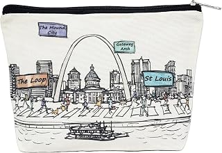 Cities Around the World Artwork Cosmetic Bag Series – Designed in USA, Travel Makeup Bag with Zipper, Souvenir Gift for Women, Artwork Organizer for Purse or Toiletry (St Louis)