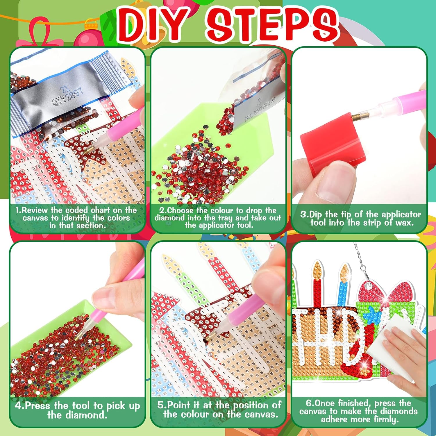 Cinnvoice 12 Pcs Seasonal Diamond Art Wreath Kits Holiday 5d DIY Diamond Painting Signs Germ Hanging Art Ornaments for Wall Door Decorations (Rustic)