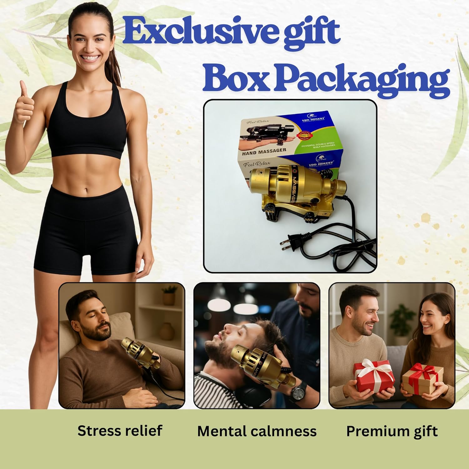 Powerful Double Speed Floating Action for Full Body Massager Corded Electric Powered, Barber Massager Gold - Image 7