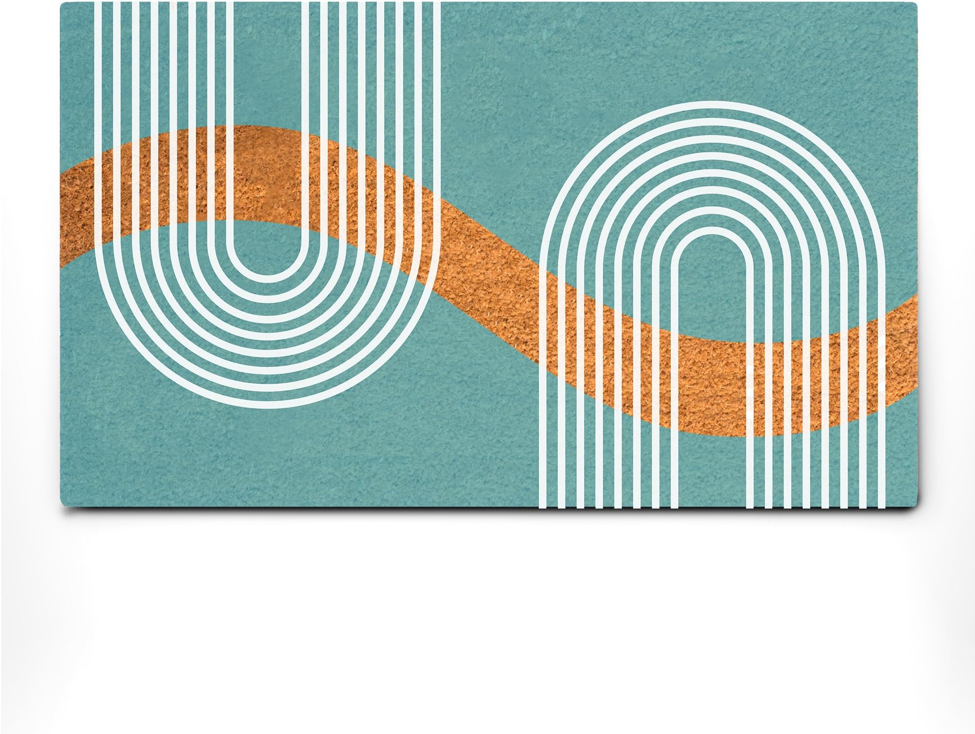 Coco Coir Door Mat with Heavy Duty Backing, Natural Welcome Blue Abstract Doormat, 17.5”x 30” for Entrance, Front Porch, Easy to Clean Entry Mat, Outdoor and Indoor Uses