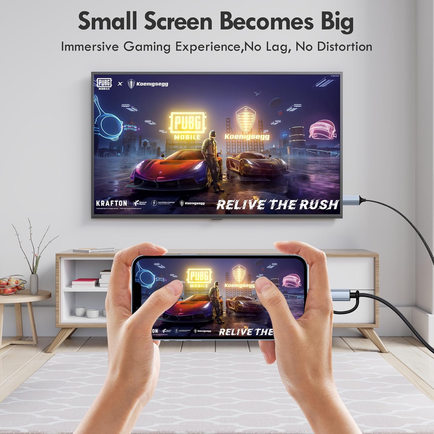 dibdib 2-in-1 IP & Type C to HDMI Cable,HDMI Converter Cable4m,YouTube TV Output,High Definition HD1080P for All iPhones(16/15/16/14/13/12)&iPad, 13.2Ft Grey