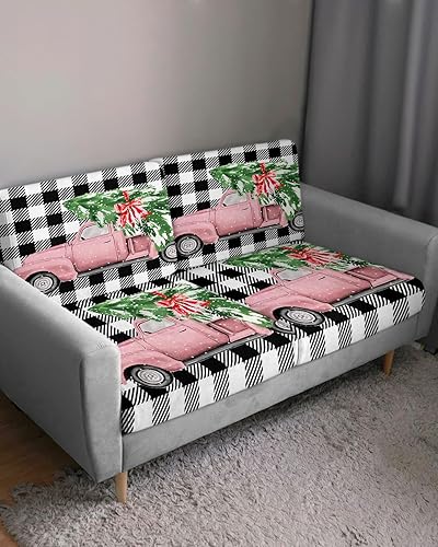 Miniatura 10 de Fundas de cojín para sofá de Pascua navideñas, funda elástica para sofá con parte inferior elástica, fundas de sofá botánicas de Navidad color rojo